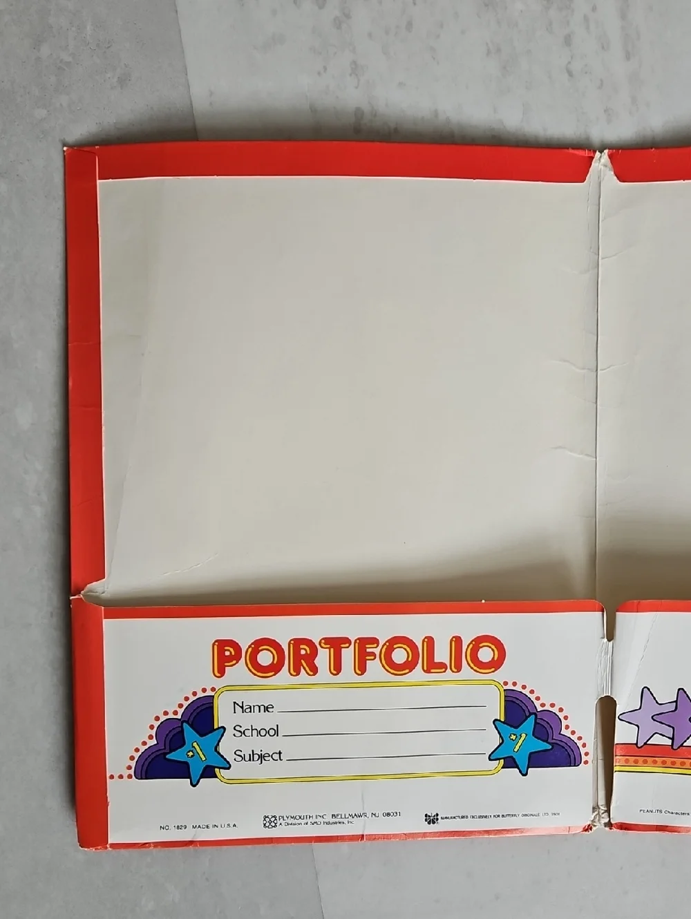 Vtg Peanuts Portfolio 2 pocket folder